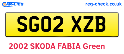 SG02XZB are the vehicle registration plates.