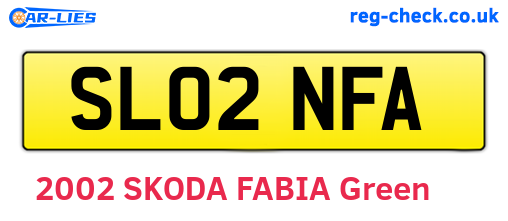 SL02NFA are the vehicle registration plates.