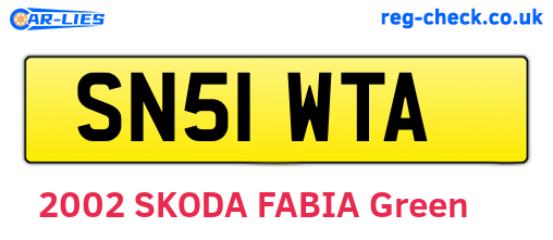 SN51WTA are the vehicle registration plates.