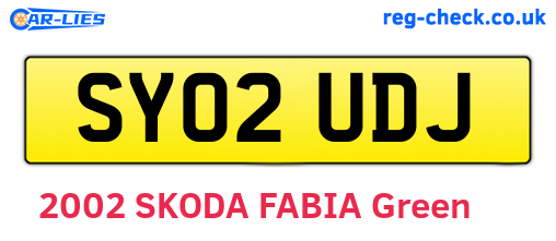 SY02UDJ are the vehicle registration plates.