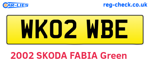 WK02WBE are the vehicle registration plates.