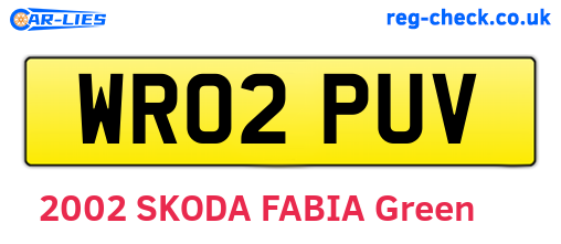 WR02PUV are the vehicle registration plates.