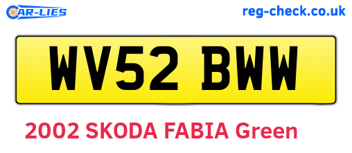 WV52BWW are the vehicle registration plates.
