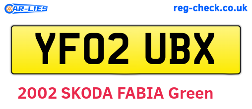 YF02UBX are the vehicle registration plates.