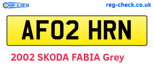 AF02HRN are the vehicle registration plates.
