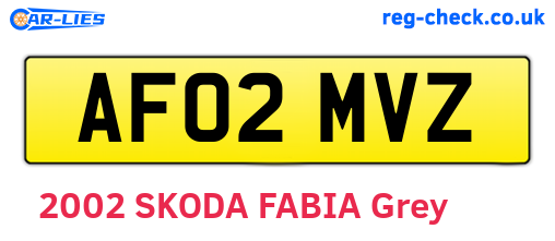 AF02MVZ are the vehicle registration plates.