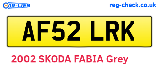 AF52LRK are the vehicle registration plates.