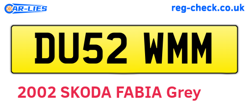 DU52WMM are the vehicle registration plates.