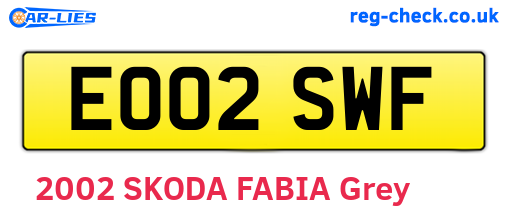 EO02SWF are the vehicle registration plates.