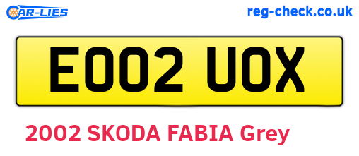 EO02UOX are the vehicle registration plates.