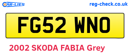 FG52WNO are the vehicle registration plates.