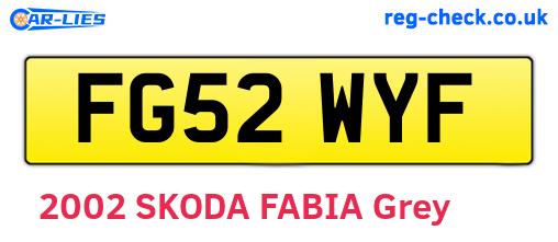 FG52WYF are the vehicle registration plates.