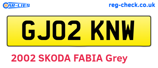 GJ02KNW are the vehicle registration plates.