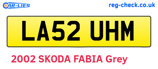 LA52UHM are the vehicle registration plates.