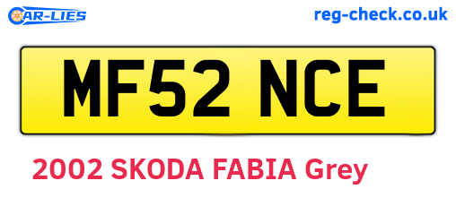 MF52NCE are the vehicle registration plates.