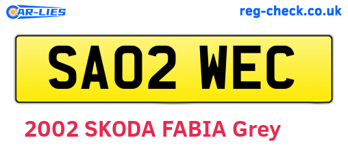 SA02WEC are the vehicle registration plates.