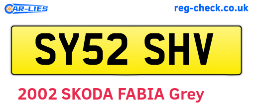 SY52SHV are the vehicle registration plates.