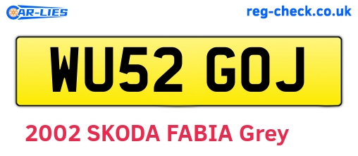 WU52GOJ are the vehicle registration plates.