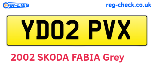 YD02PVX are the vehicle registration plates.