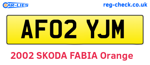 AF02YJM are the vehicle registration plates.