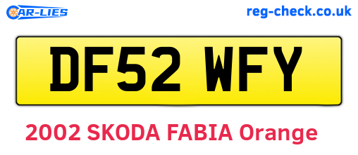 DF52WFY are the vehicle registration plates.