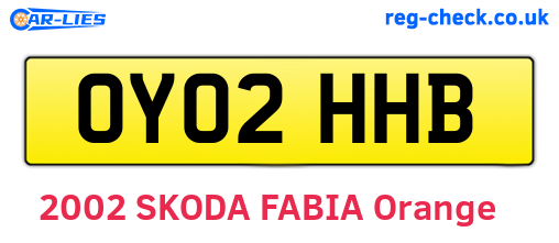 OY02HHB are the vehicle registration plates.