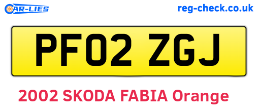 PF02ZGJ are the vehicle registration plates.