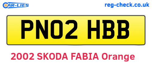 PN02HBB are the vehicle registration plates.