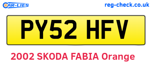 PY52HFV are the vehicle registration plates.