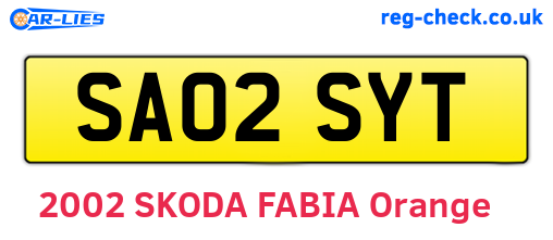 SA02SYT are the vehicle registration plates.