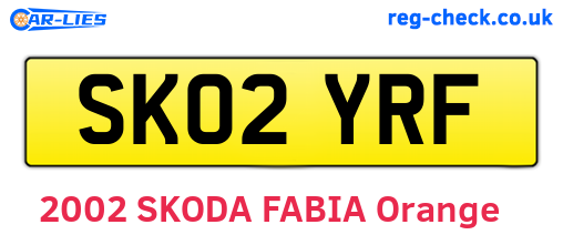 SK02YRF are the vehicle registration plates.