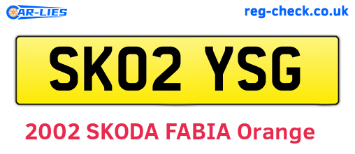 SK02YSG are the vehicle registration plates.