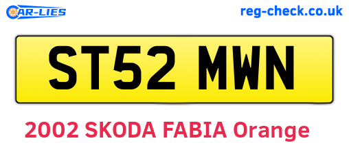 ST52MWN are the vehicle registration plates.