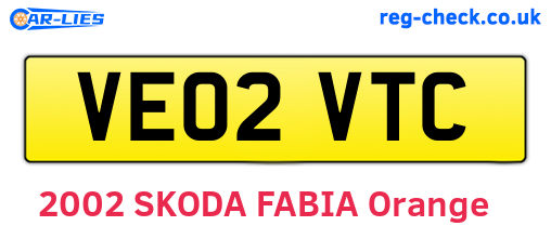 VE02VTC are the vehicle registration plates.
