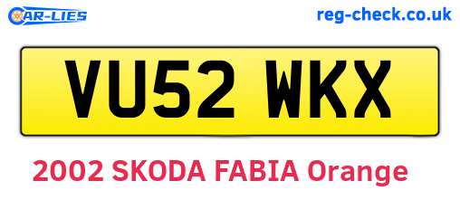 VU52WKX are the vehicle registration plates.