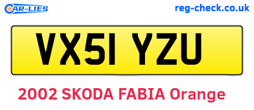 VX51YZU are the vehicle registration plates.