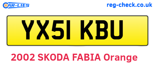 YX51KBU are the vehicle registration plates.