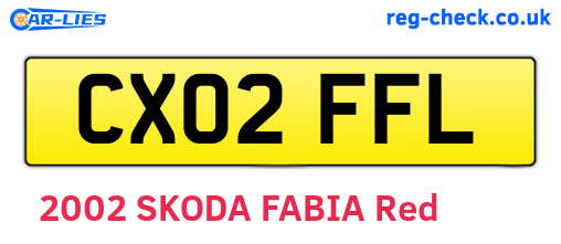 CX02FFL are the vehicle registration plates.