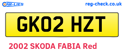 GK02HZT are the vehicle registration plates.