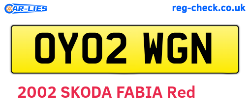 OY02WGN are the vehicle registration plates.