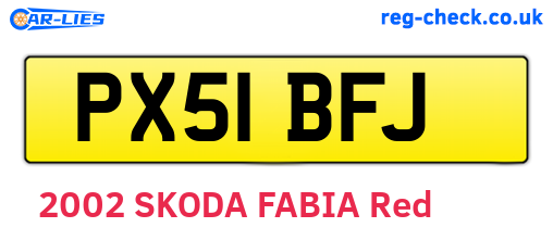 PX51BFJ are the vehicle registration plates.