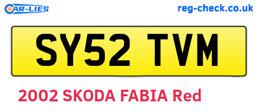 SY52TVM are the vehicle registration plates.