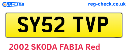 SY52TVP are the vehicle registration plates.