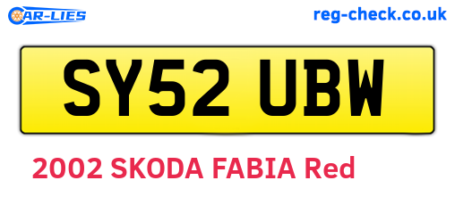 SY52UBW are the vehicle registration plates.