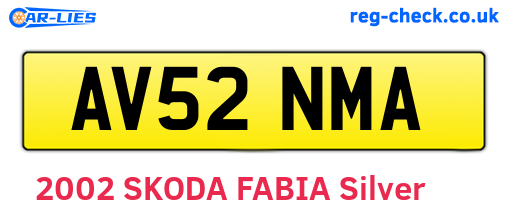 AV52NMA are the vehicle registration plates.