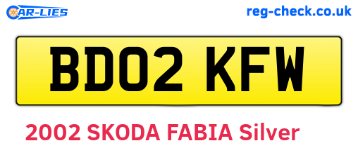 BD02KFW are the vehicle registration plates.