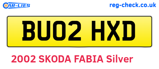 BU02HXD are the vehicle registration plates.