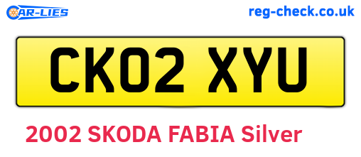 CK02XYU are the vehicle registration plates.