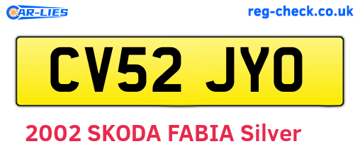 CV52JYO are the vehicle registration plates.