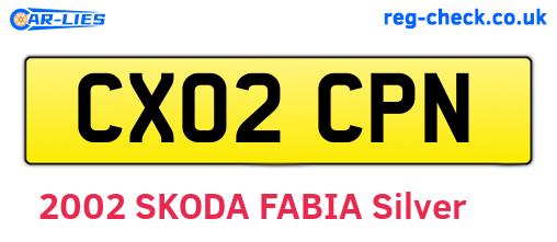 CX02CPN are the vehicle registration plates.